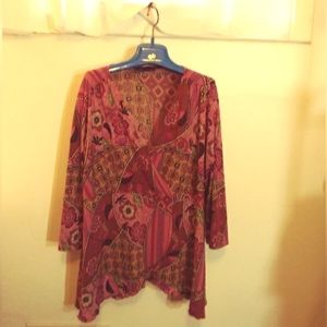 2X Madison Michelle three quarter sleeve spandex top